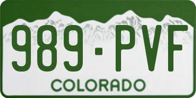 CO license plate 989PVF