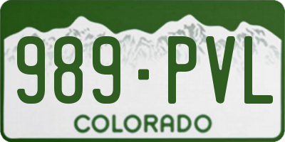 CO license plate 989PVL