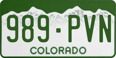 CO license plate 989PVN