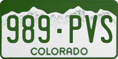 CO license plate 989PVS
