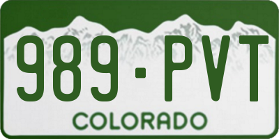 CO license plate 989PVT