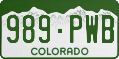 CO license plate 989PWB