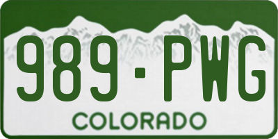 CO license plate 989PWG