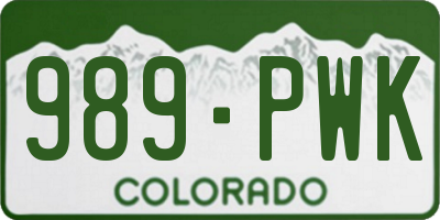 CO license plate 989PWK