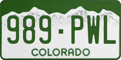 CO license plate 989PWL