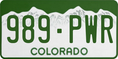 CO license plate 989PWR