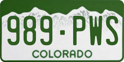 CO license plate 989PWS