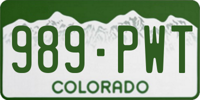 CO license plate 989PWT