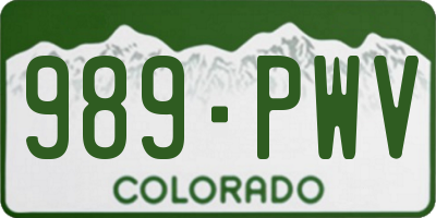CO license plate 989PWV