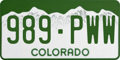 CO license plate 989PWW