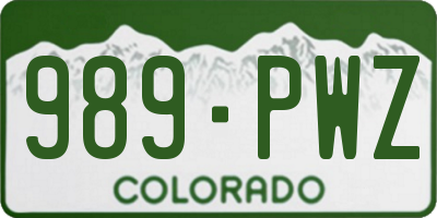 CO license plate 989PWZ