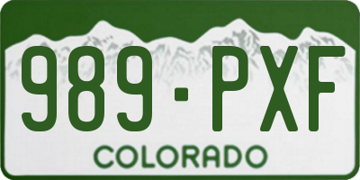 CO license plate 989PXF