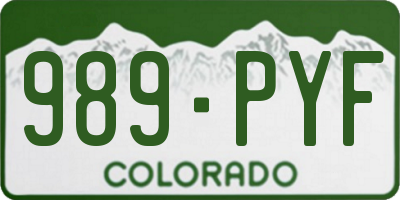 CO license plate 989PYF