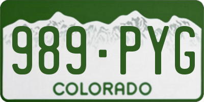 CO license plate 989PYG