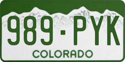 CO license plate 989PYK