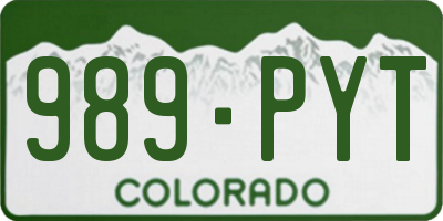 CO license plate 989PYT