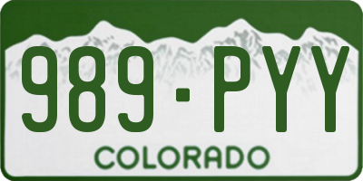CO license plate 989PYY