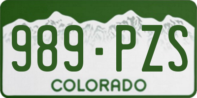 CO license plate 989PZS