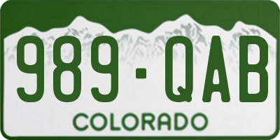 CO license plate 989QAB