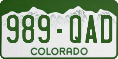CO license plate 989QAD