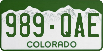 CO license plate 989QAE