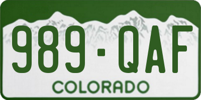 CO license plate 989QAF