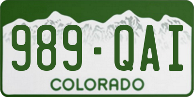 CO license plate 989QAI