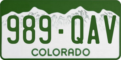 CO license plate 989QAV