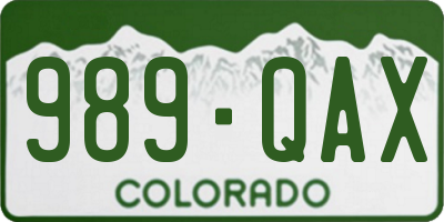 CO license plate 989QAX
