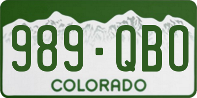 CO license plate 989QBO