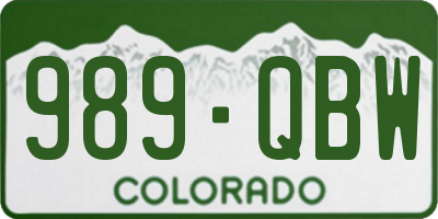 CO license plate 989QBW