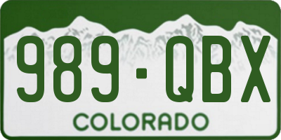 CO license plate 989QBX