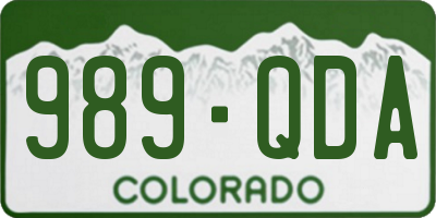 CO license plate 989QDA