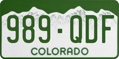 CO license plate 989QDF