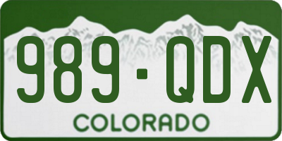 CO license plate 989QDX