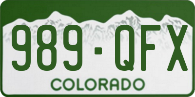 CO license plate 989QFX