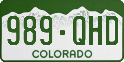 CO license plate 989QHD