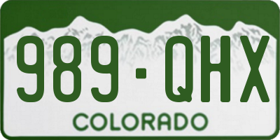 CO license plate 989QHX