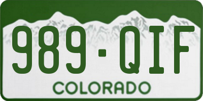 CO license plate 989QIF