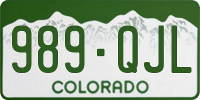 CO license plate 989QJL