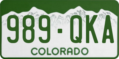 CO license plate 989QKA
