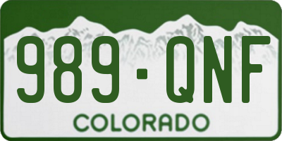 CO license plate 989QNF