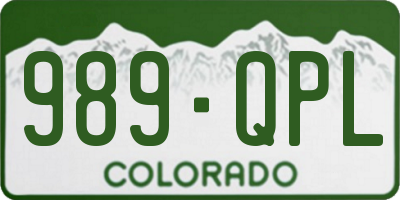 CO license plate 989QPL