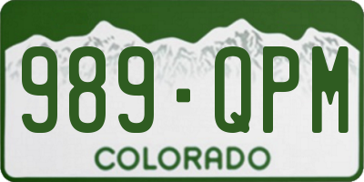 CO license plate 989QPM