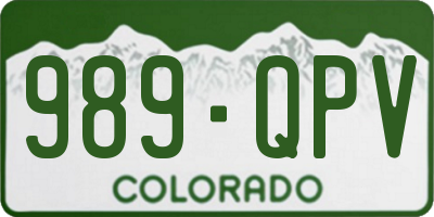 CO license plate 989QPV