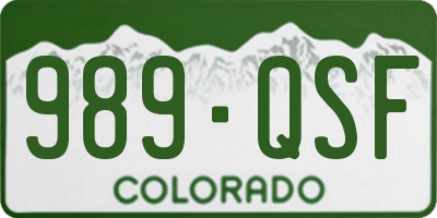 CO license plate 989QSF