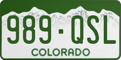 CO license plate 989QSL