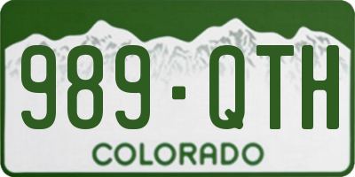 CO license plate 989QTH