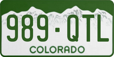 CO license plate 989QTL