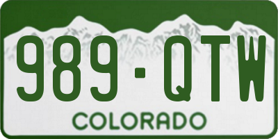 CO license plate 989QTW